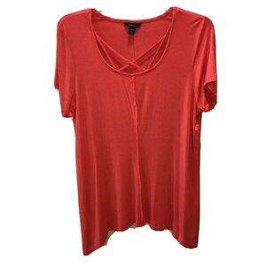 Terre Bleue Womens Extra Large Pink Short Sleeve Tunic Blouse Top Shirt XL